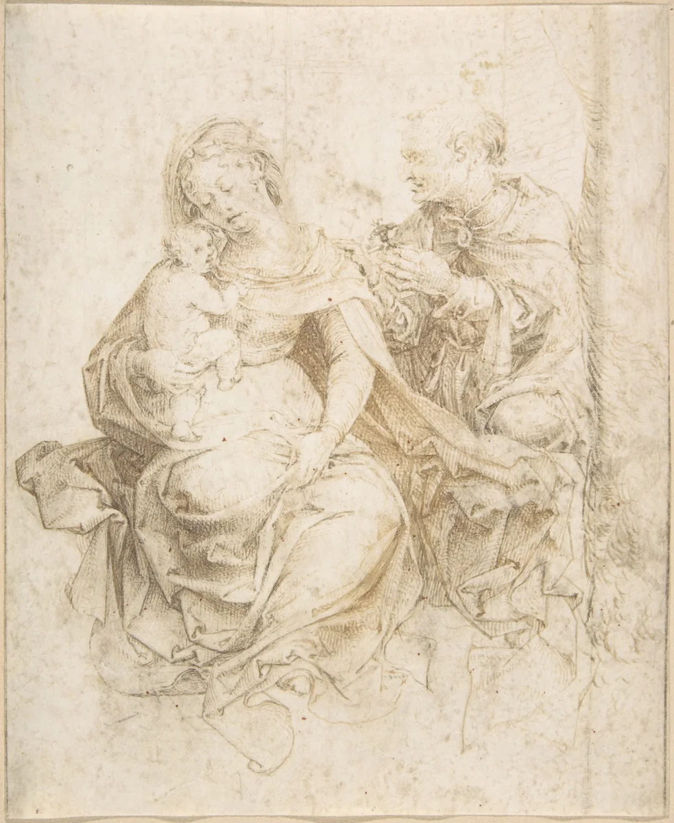 The Holy Family by Jan Gossart, drawing, 1505-1525