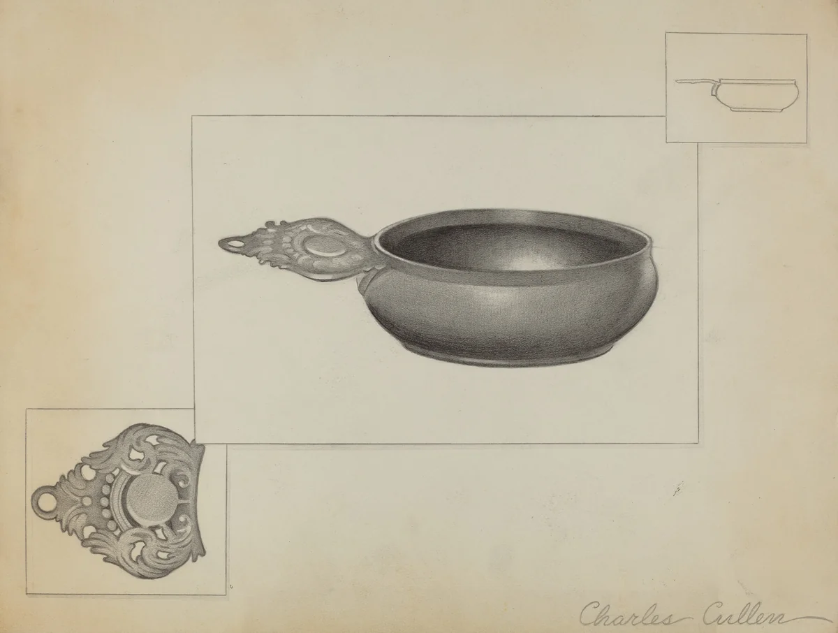 Pewter Porringer by Charles Cullen, index of american design, 1936