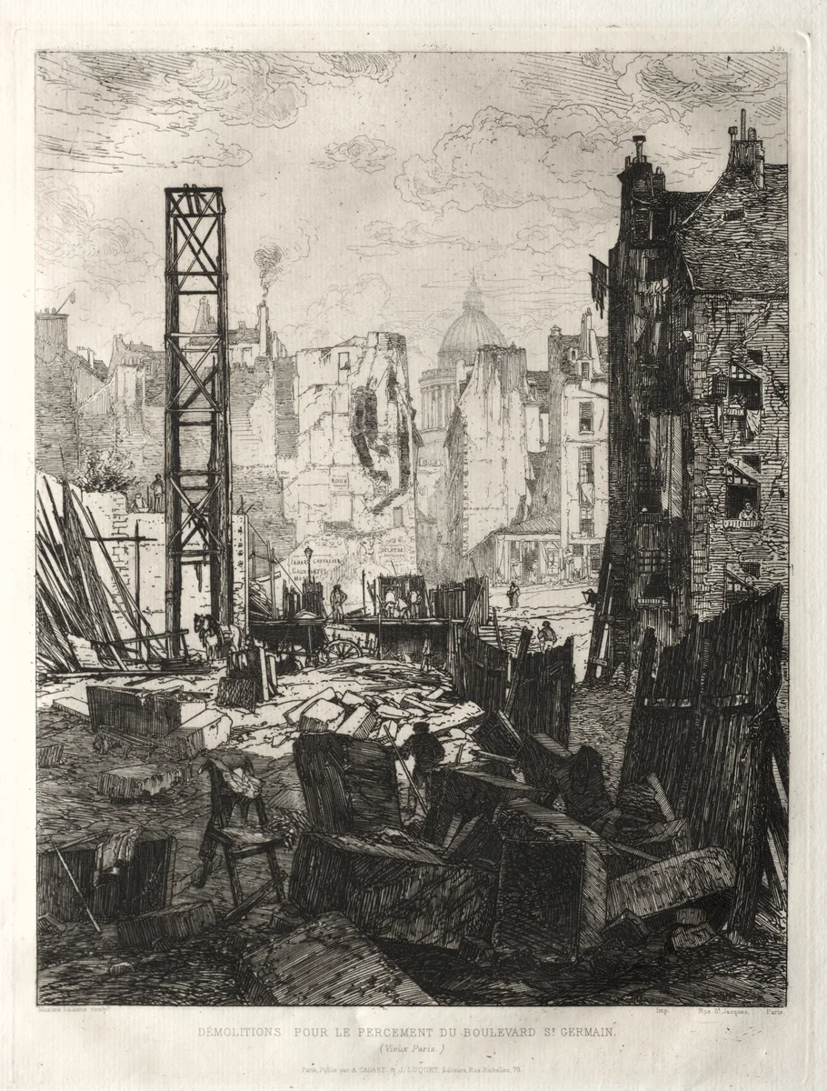 Demolitions pour la Perement du Boulevard St. Germain by Maxime Lalanne, print, 1874