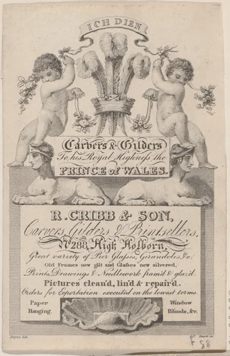 Trade card for R Cribb & Son, Publisher and Printmaker by Boyne, print, 1750-1850