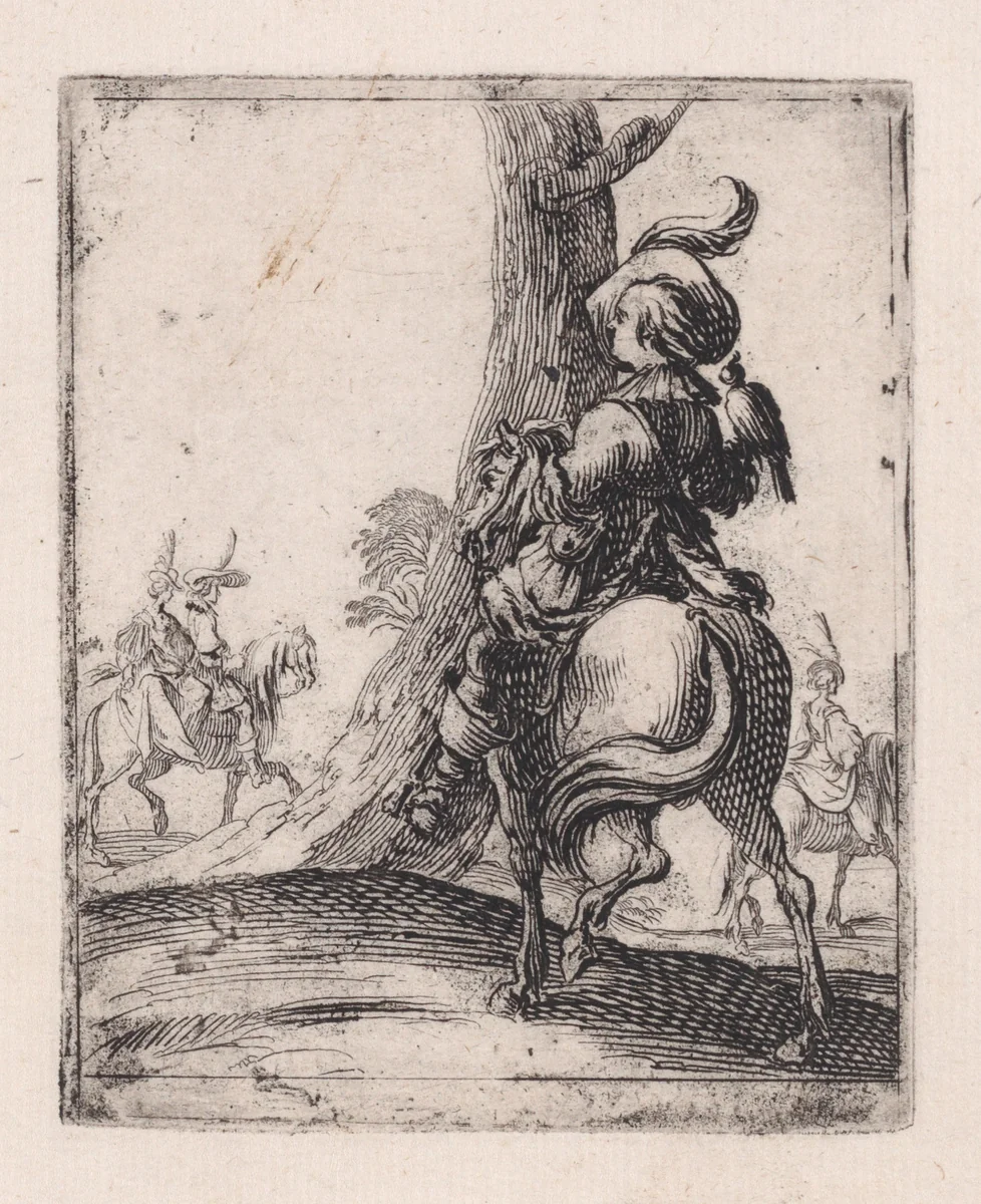 The Falconer by Jacques Callot, print, 1617