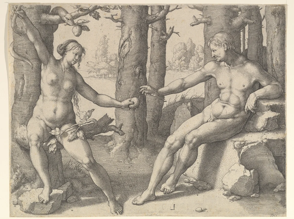 Fall of Man by Lucas van Leyden, print, 1525-1535