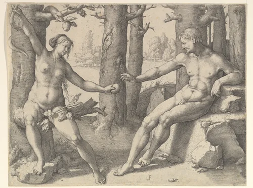 Fall of Man by Lucas van Leyden, print, 1525-1535
