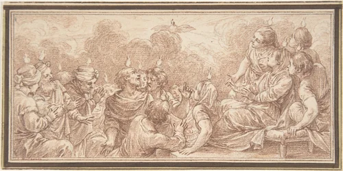 The Coming of the Holy Spirit at Pentecost by Charles Nicolas Cochin II, drawing, 1730-1790