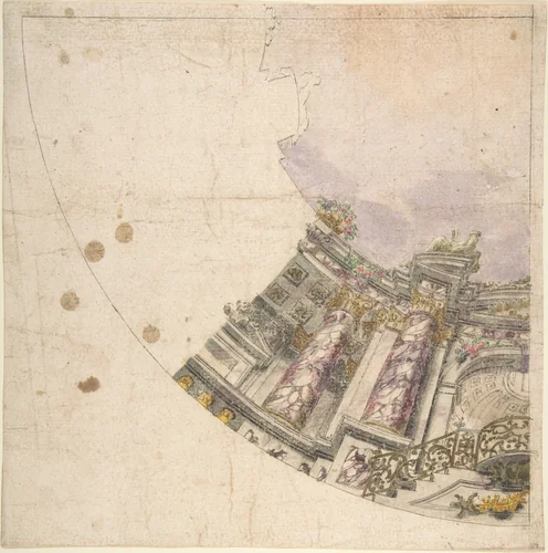 Design for One Eighth of an Illusionistic Ceiling of a Dome by anonymous, drawing, 1700-1780