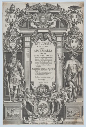 Frontispiece for 'Adversaria sacra' by Charles Audran, print, 1626