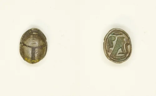 Scarab: Falcon with Cobra and Ma’at Feather by Egyptian, other, -2055--1295