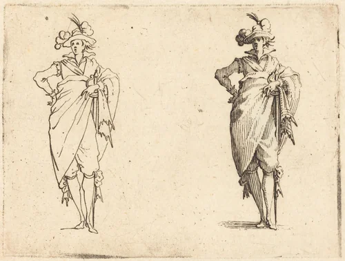Gentleman Viewed from the Front with Hand on Hip by Jacques Callot, print, 1617