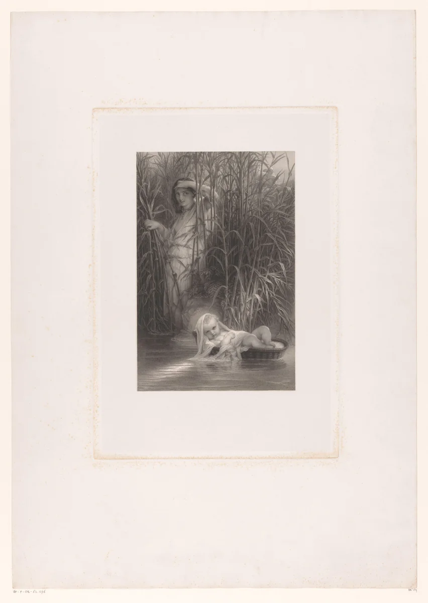Mozes wordt gevonden by Louis Pierre Henriquel-Dupont, print, 1856