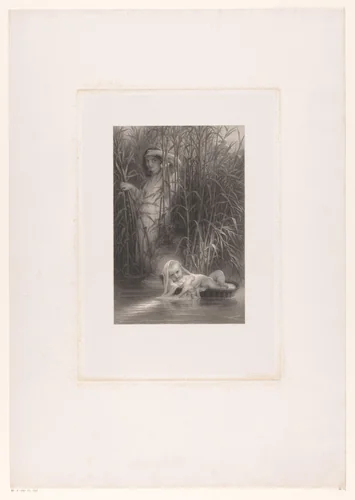 Mozes wordt gevonden by Louis Pierre Henriquel-Dupont, print, 1856