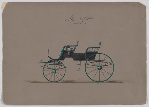 Design for 4 seat Phaeton, no top, no. 3704 by Brewster & Co., drawing, 1881