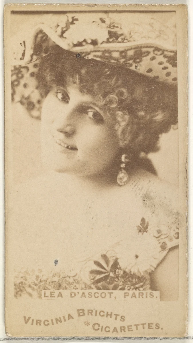 Lea D'ascot, Paris, from the Actors and Actresses series (N45, Type 1) for Virginia Brights Cigarettes by Allen & Ginter, photograph, 1885-1891