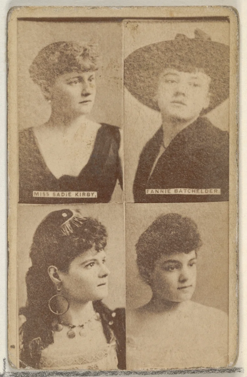 Miss Sadie Kirby/ Fannie Batchelder, from the Actors and Actresses series (N45, Type 4) for Virginia Brights Cigarettes by Allen & Ginter, photograph, 1885-1891