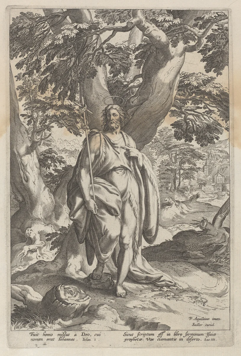 Saint John the Baptist in the wilderness by anonymous, print, 1575-1675