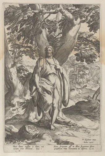Saint John the Baptist in the wilderness by anonymous, print, 1575-1675