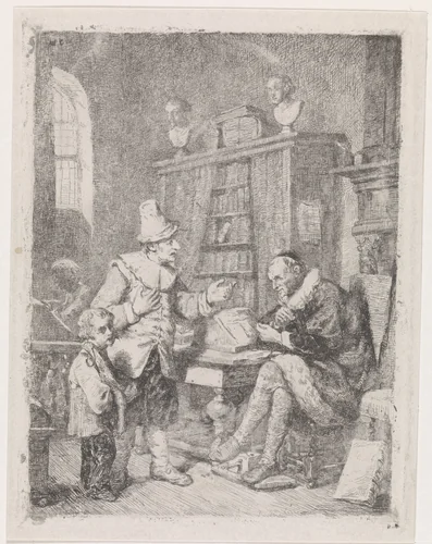 Bij de advocaat by David van der Kellen, print, 1837-1882