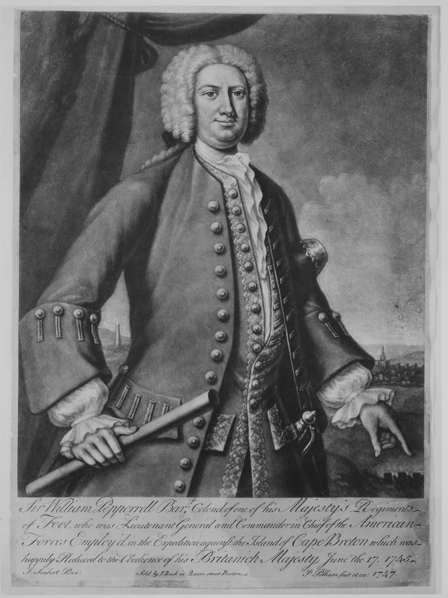 Sir William Pepperrell by Peter Pelham, print, 1747