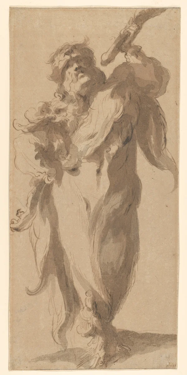 Samson (or Hercules?) by Jacques Bellange, drawing, 1595-1616