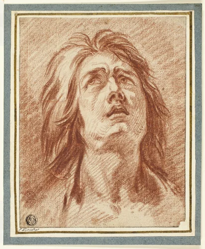 Distress: Head of a Woman Looking Upwards by Jean-Baptiste Greuze, drawing, 1745-1850