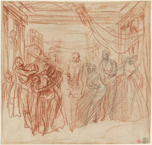 Italian Comedians Taking Their Bows by Antoine Watteau, drawing, 1715-1720