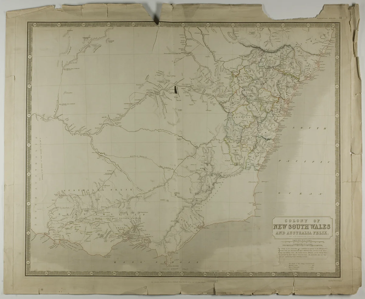 Colony of New South Wales and Australia Felix by W & A. K. Johnston, print, 1701-1900