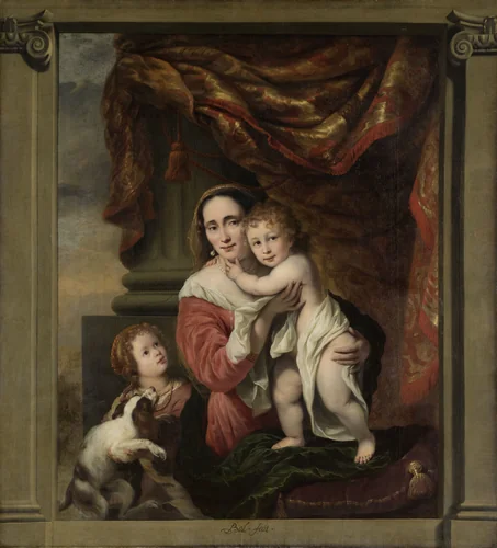 Caritas: Joanna de Geer (1629-1691) with her Children Cecilia Trip (1660-1728) and Laurens Trip (b. 1662) by Ferdinand Bol, painting, 1662-1669