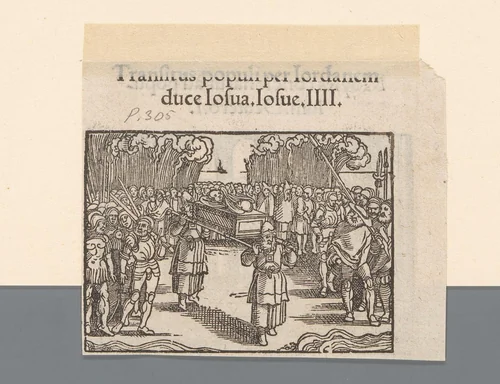Israëlieten steken onder leiding van Jozua de Jordaan over by anonymous, print, 1530-1533