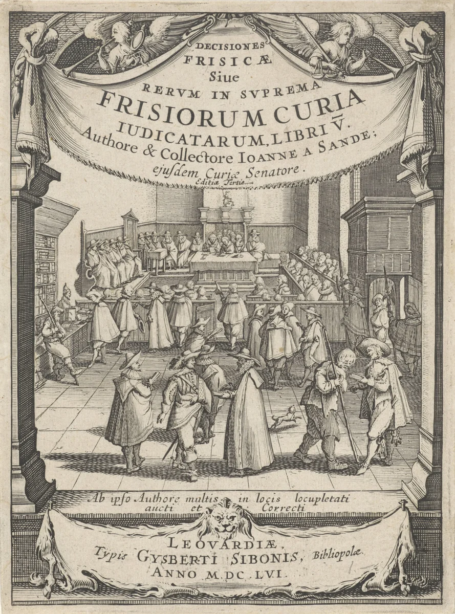 Rechtszitting van het Hof van Friesland by Salomon Savery, print, 1656