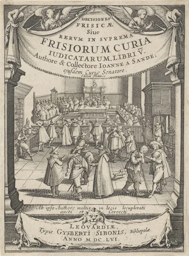 Rechtszitting van het Hof van Friesland by Salomon Savery, print, 1656