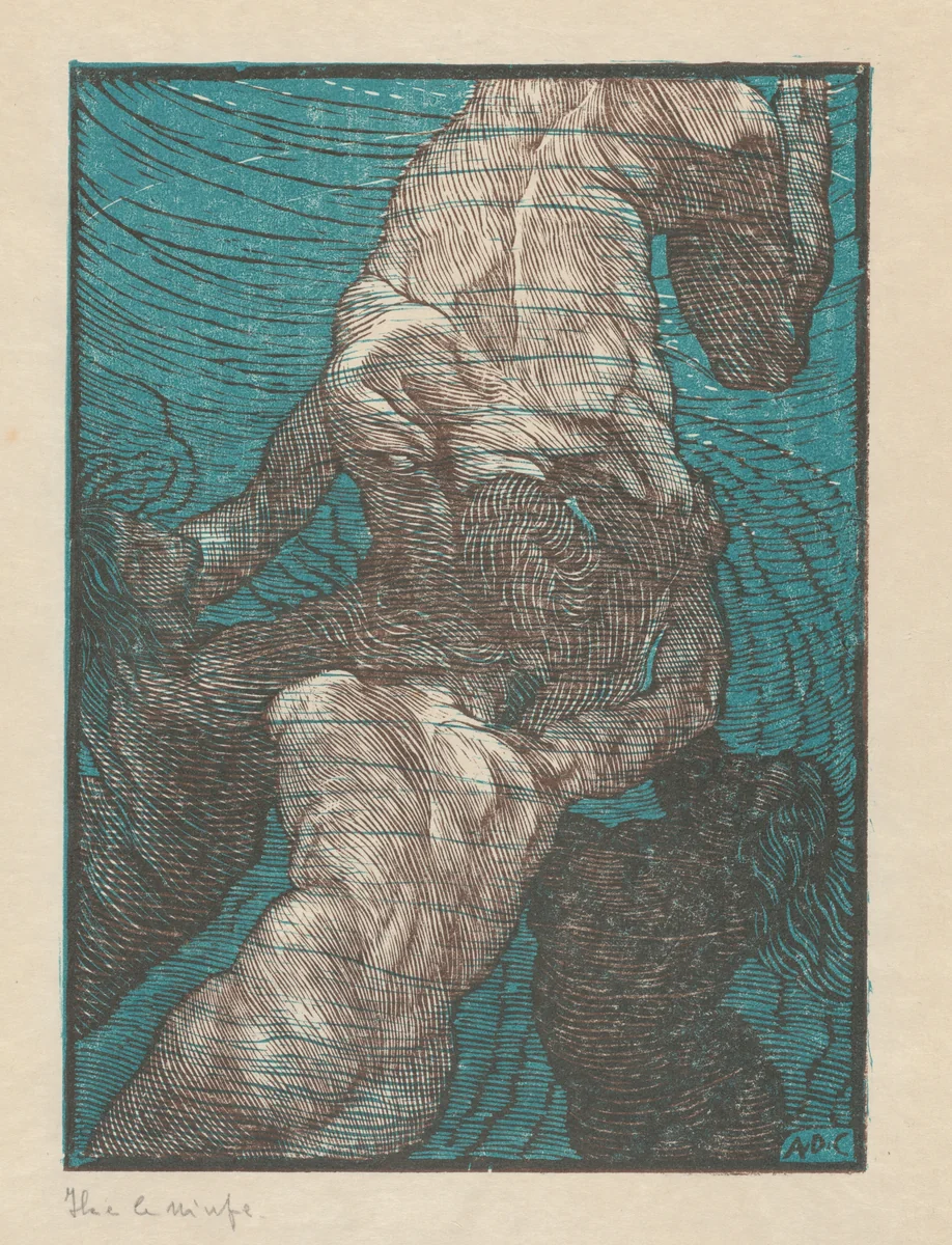 Ila e le ninfe (Hylas and the Nymphs) by Adolfo De Carolis, print, 1916