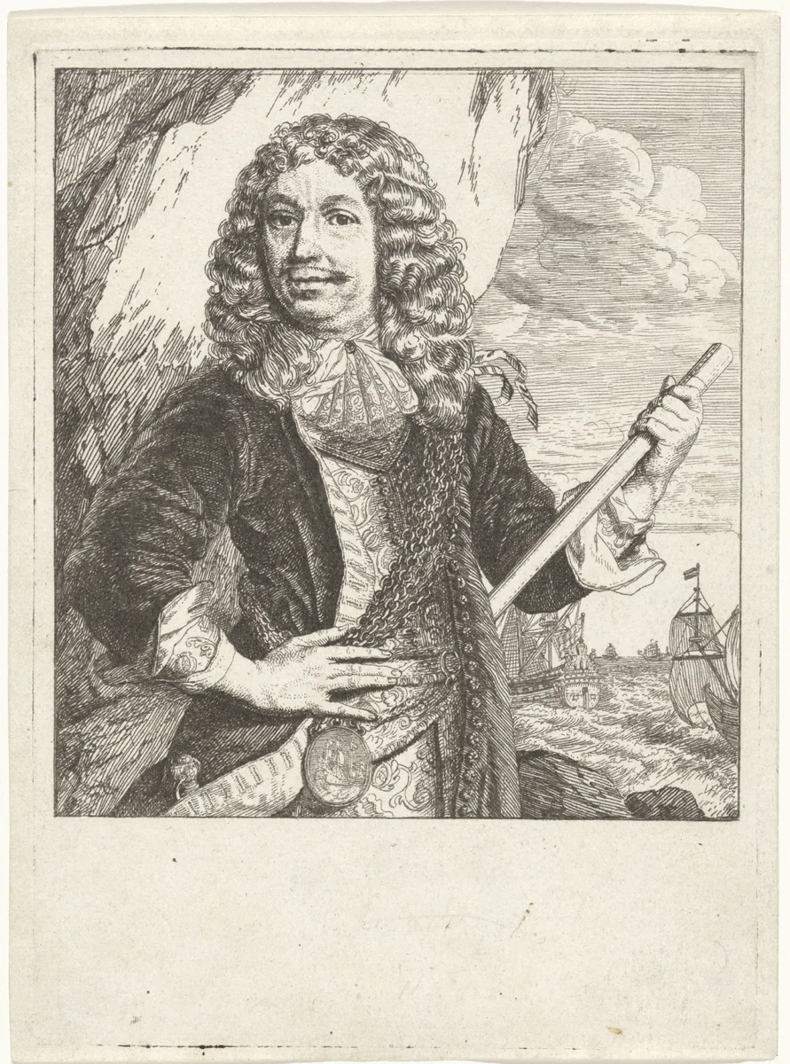 Portret van Mattheus van den Broucke by Godfried Schalcken, print, 1660-1680