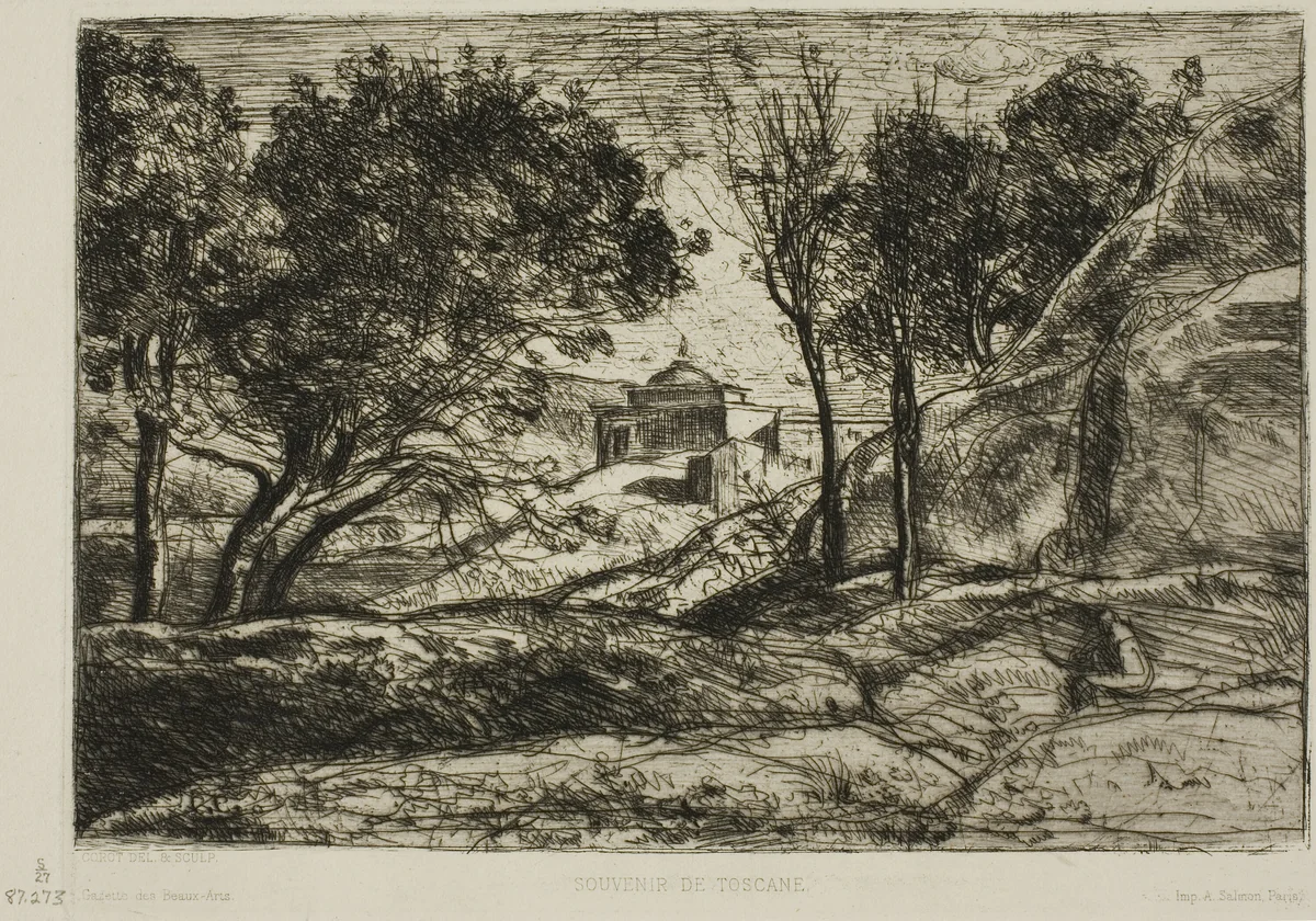 Souvenir of Tuscany by Jean-Baptiste-Camille Corot, print, 1840-1850