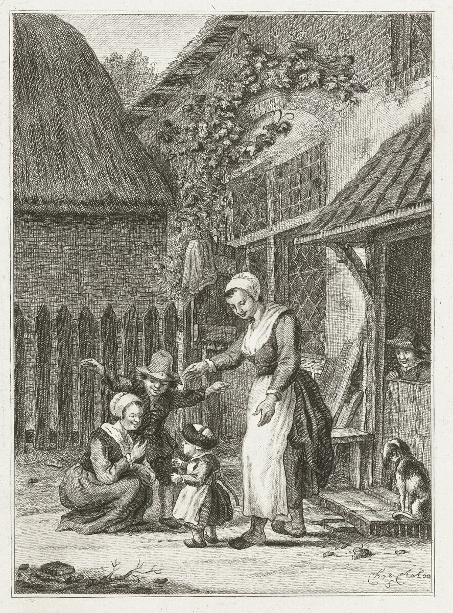 Eerste stapjes van een kind by Pieter de Mare, print, 1779