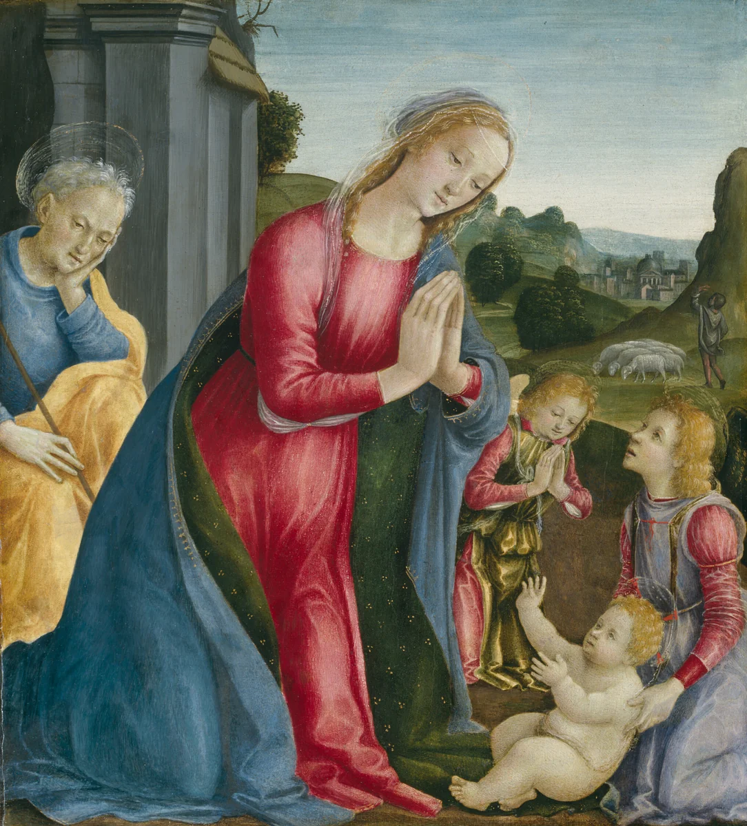 The Adoration of the Christ Child by Vincenzo Frediani, painting, 1485-1495