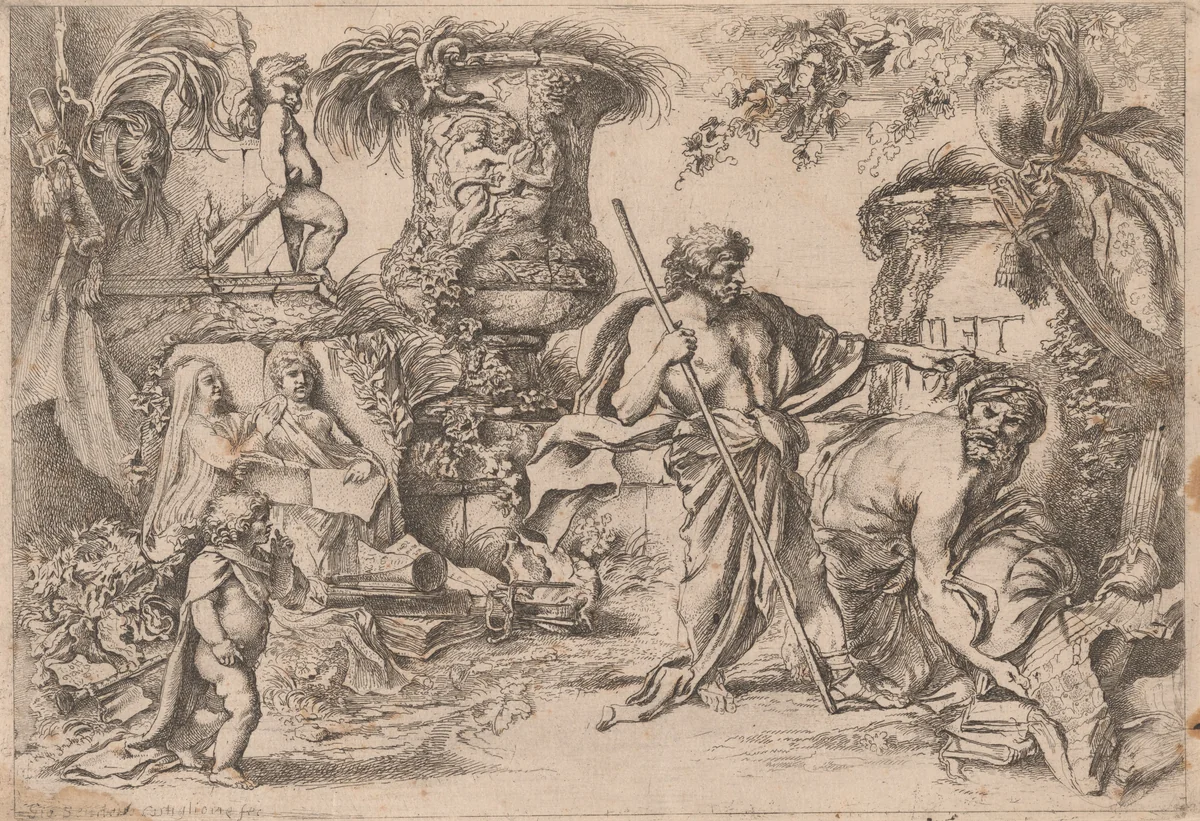 Temporalis Aeternitas [Second Version] by Giovanni Benedetto Castiglione, print, 1670-1700