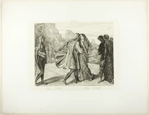 O My Fair Warrior!, plate 5 (act 2, scene 1) from Othello by Théodore Chassériau, print, 1844