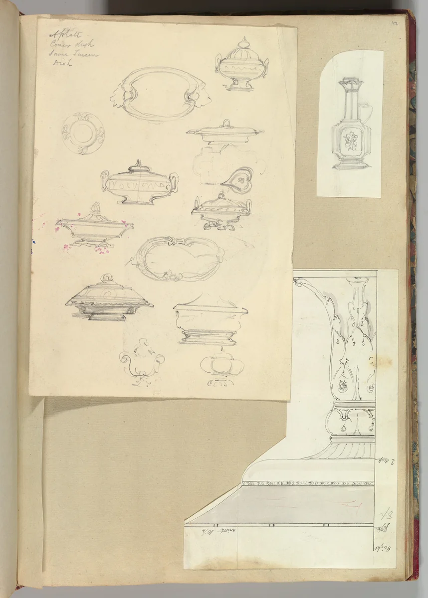 Designs for Tureens and a Platter by Alfred Forrester, drawing, 1845-1855