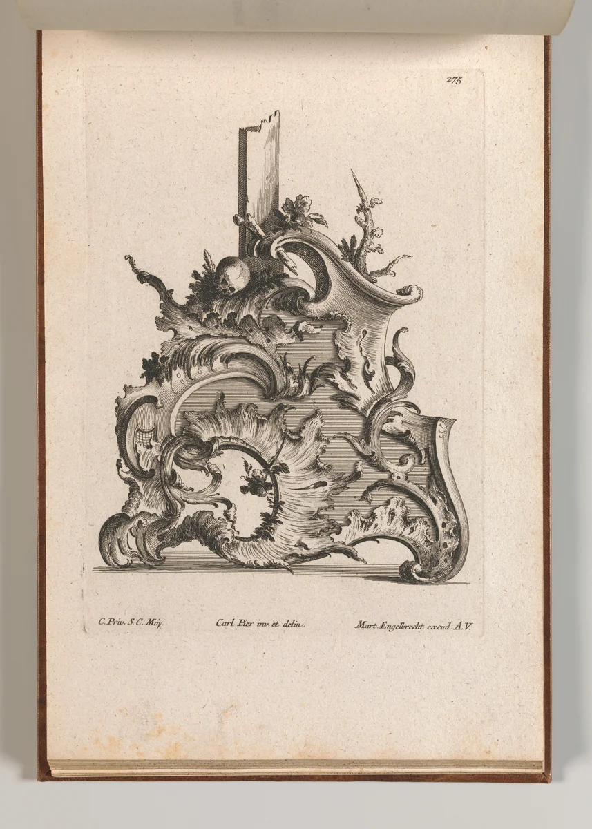 Design for the Base of a Crucifix, Plate 2 from: 'Neü inventierte Crucifix= Stöcke' by Jacob Gottlieb Thelot, book, 1745-1755