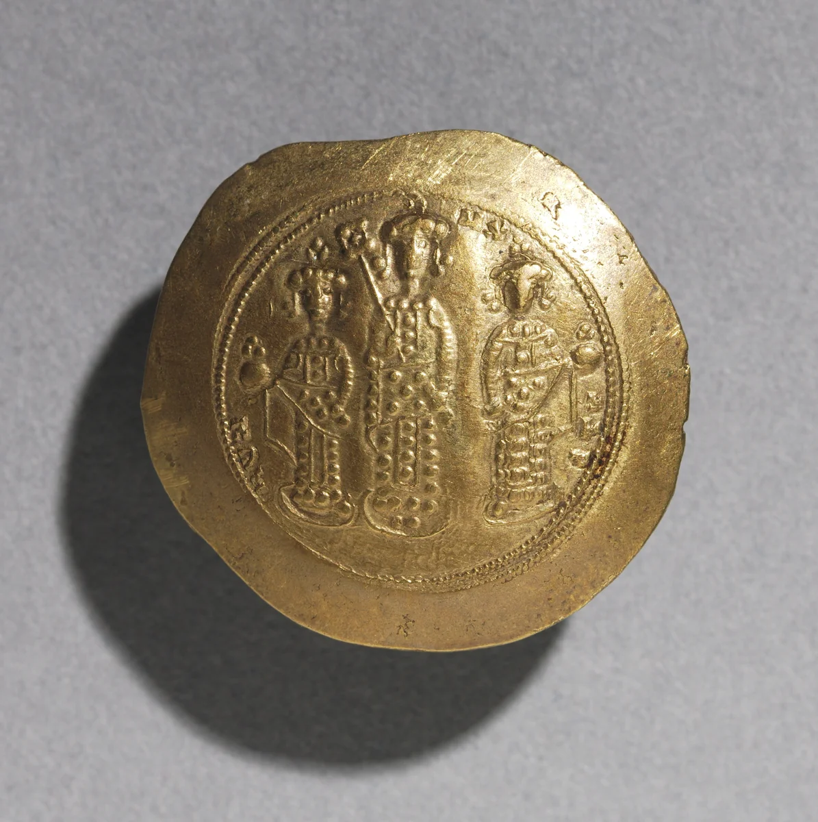 Nomisma with Eudocia and Romanus IV Diogenes (reverse) by Unknown, metalwork, 1068-1071