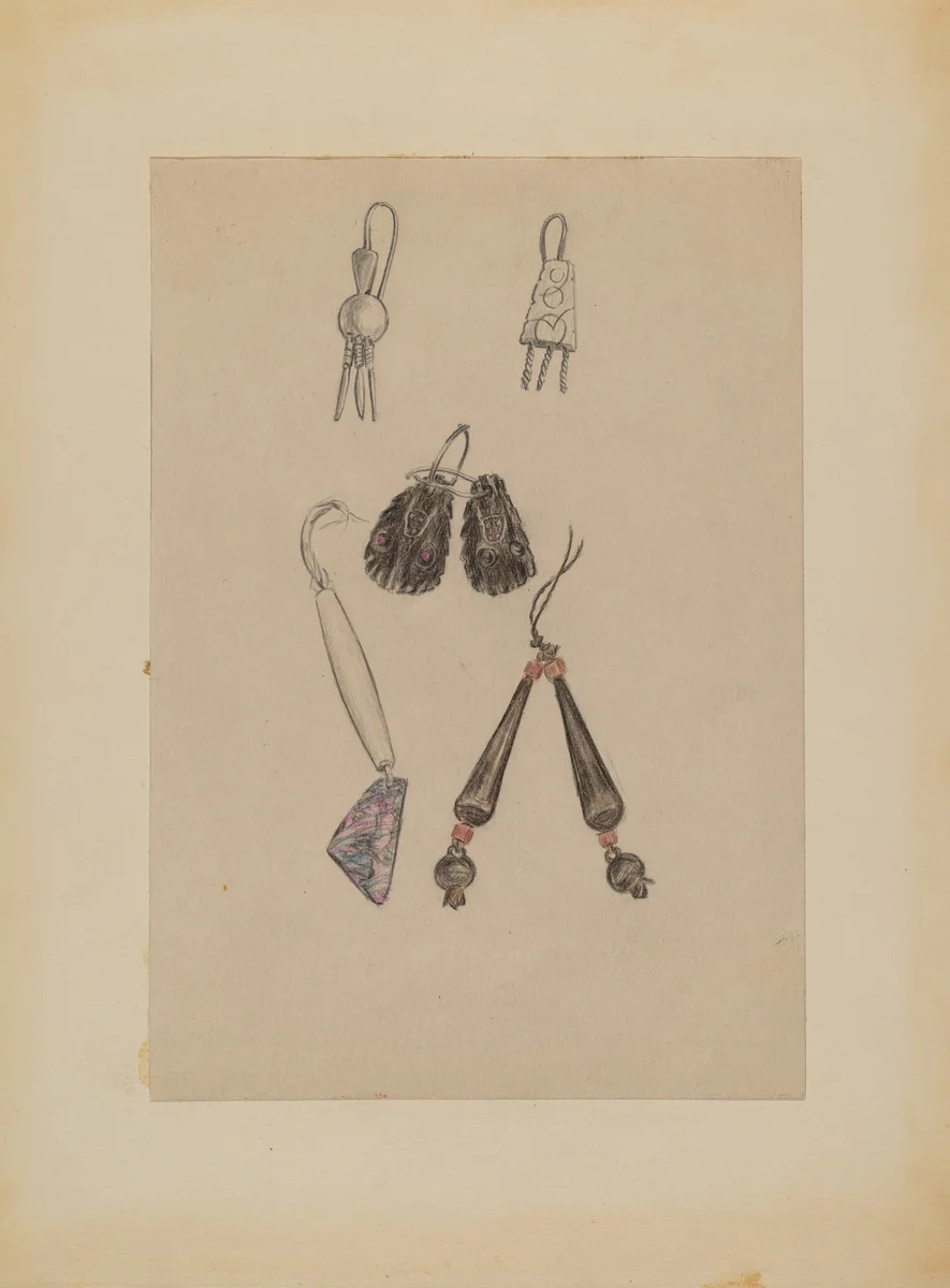 Earrings by Melita Hofmann, index of american design, 1935-1942