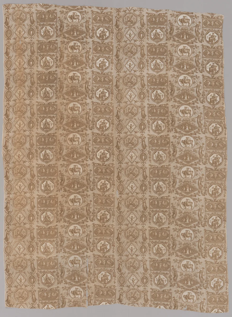 “Classical Medallions” Furnishing Fabric by Jean Baptiste Huet, textile, 1805-1810