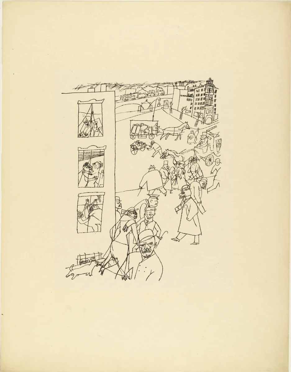 People in the Street (Menschen in der Strasse) from The First George Grosz Portfolio (Erste George Grosz-Mappe) by George Grosz, print, 1915