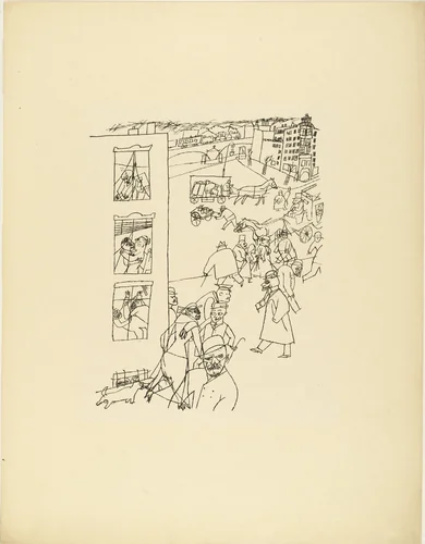 People in the Street (Menschen in der Strasse) from The First George Grosz Portfolio (Erste George Grosz-Mappe) by George Grosz, print, 1915