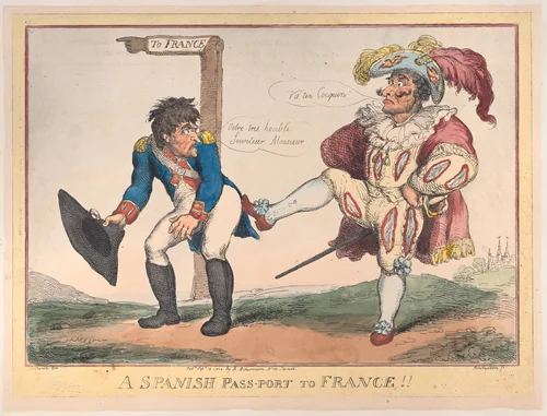 A Spanish Pass-Port to France!! by Thomas Rowlandson, print, 1808