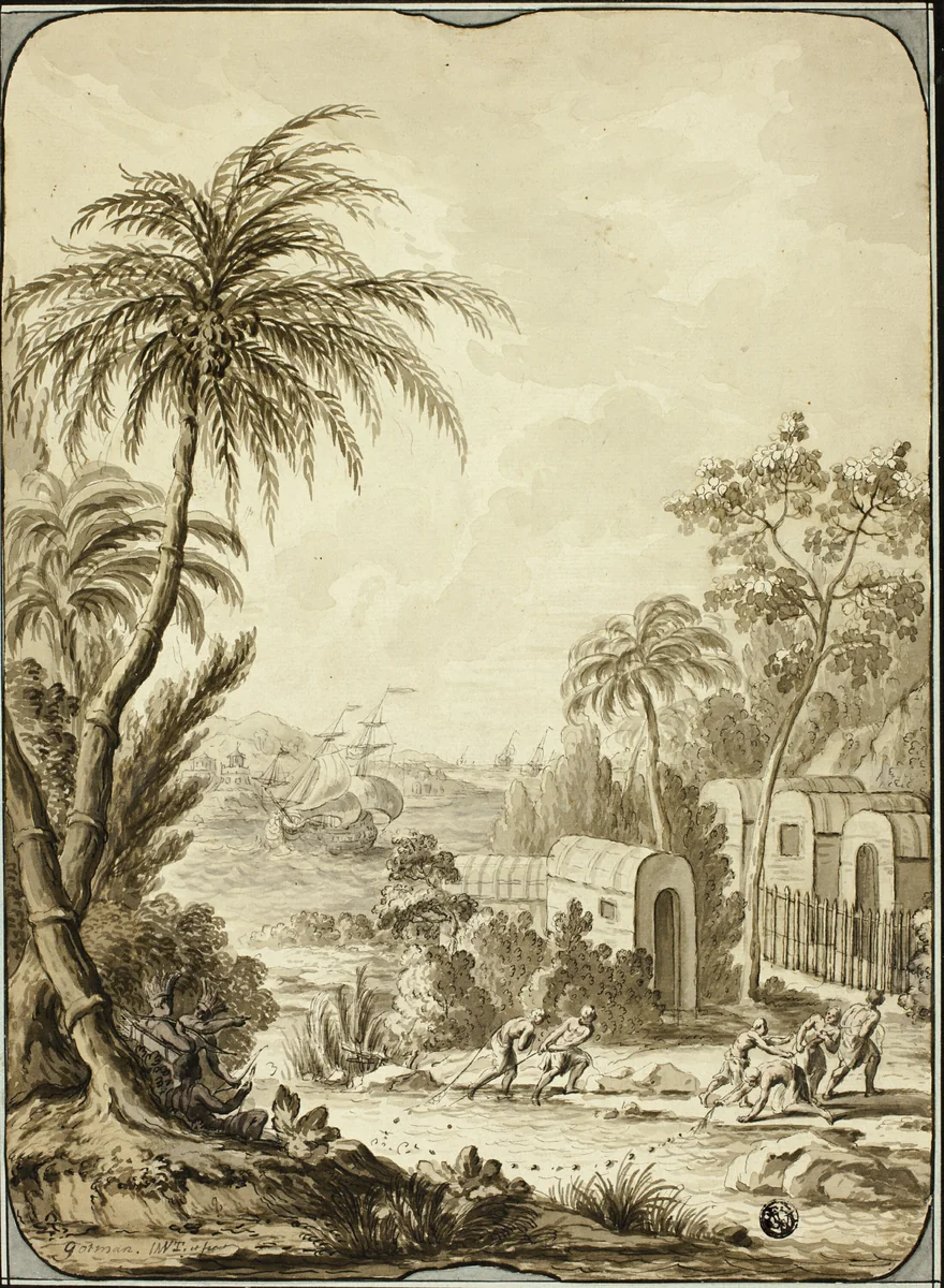 South Sea Island by Lorens Gottman, drawing, 1728-1779