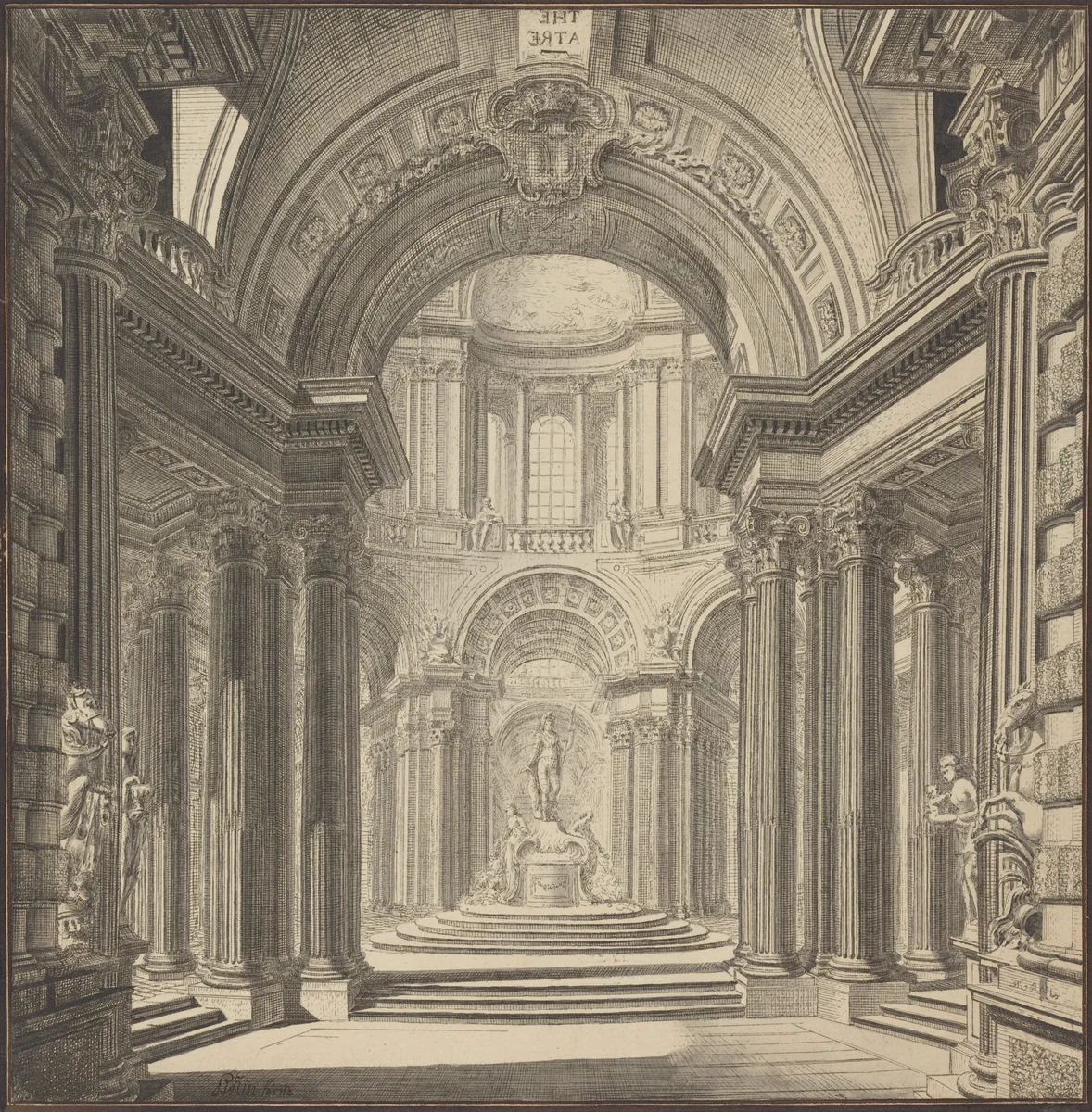 Interior of a Temple by Pierre Varin, drawing, 1750