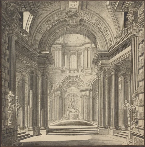 Interior of a Temple by Pierre Varin, drawing, 1750