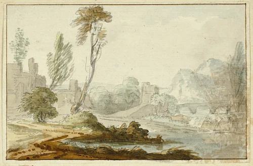 Idyllic Landscape by Jean Baptiste Claude Chatelain, painting, 1730-1771