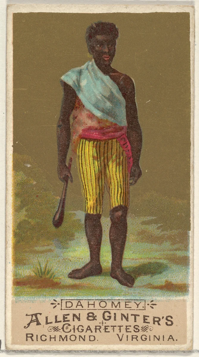 Dahomey, from the Natives in Costume series (N16) for Allen & Ginter Cigarettes Brands by Allen & Ginter, print, 1886