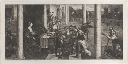 The parable of the rich man (Dives) and Lazarus by anonymous, print, 1700-1800